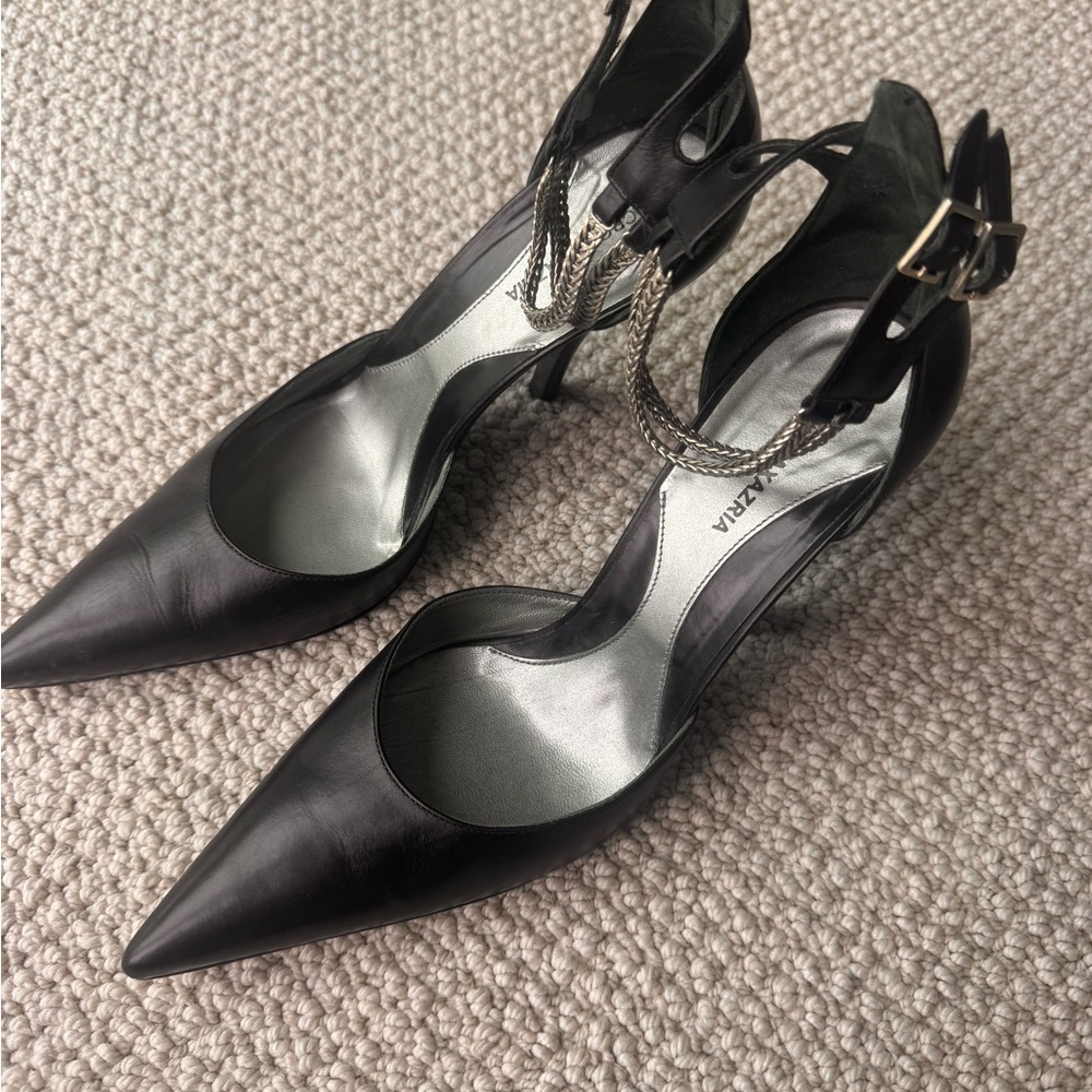 Vintage BCBGMaxAzria Black Pointed Toe Heels with Ankle Strap